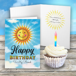 Friend Birthday Yellow Oranje Smiling Sun Card Kaart