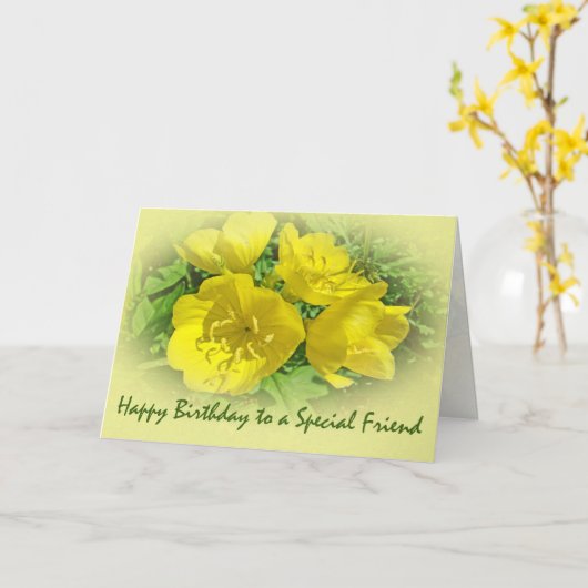 Friend Birthday Yellow Primroses - Zonnebakken Kaart (Gele Bloem)