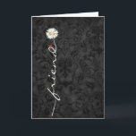 Friend Daisy and Ladybug Damask Kaart<br><div class="desc">Friend white daisy with cute ladybug on black damask for friend's birthday.</div>