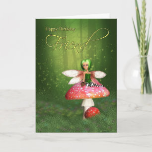 Friend Fairy Birthday Card - Woodland Fairy Happy Kaart