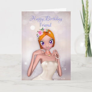 Friend Fantasy-Vrouw op de Cream-dress-kaart Kaart