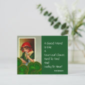 Friend Four Leaf Proverb St Patricks Day Briefkaar Briefkaart (Staand voorkant)