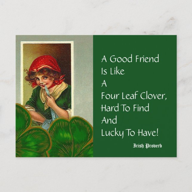 Friend Four Leaf Proverb St Patricks Day Briefkaar Briefkaart (Voorkant)