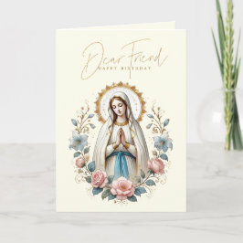 FRIEND Gelukkige Verjaardag Bloemrijke Religieuze Bedankkaart
