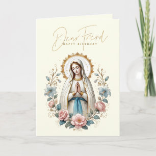 FRIEND Gelukkige Verjaardag Bloemrijke Religieuze Bedankkaart