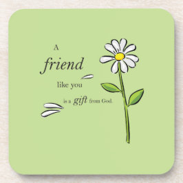 Friend Gift of God, Daisy on Green, Religious Bier Onderzetter