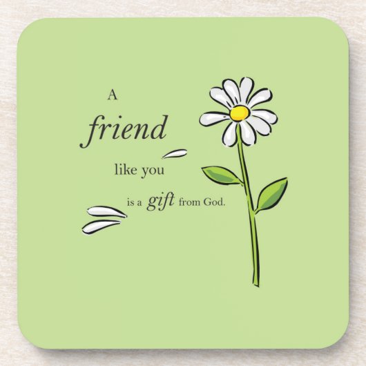 Friend Gift of God, Daisy on Green, Religious Bier Onderzetter (Voorkant)
