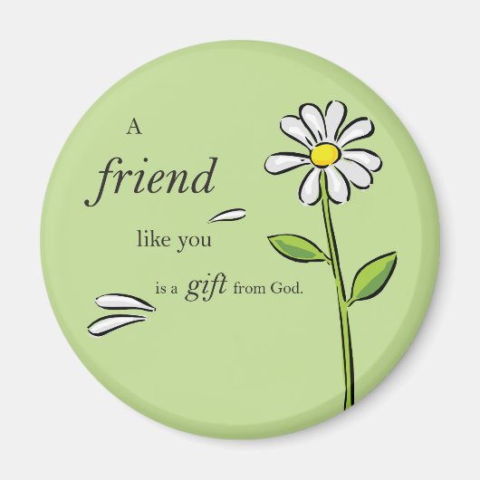 Friend Gift of God, Daisy on Green, Religious Magneet (Voorkant)