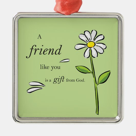 Friend Gift of God, Daisy on Green, Religious Metalen Ornament (Voorkant)