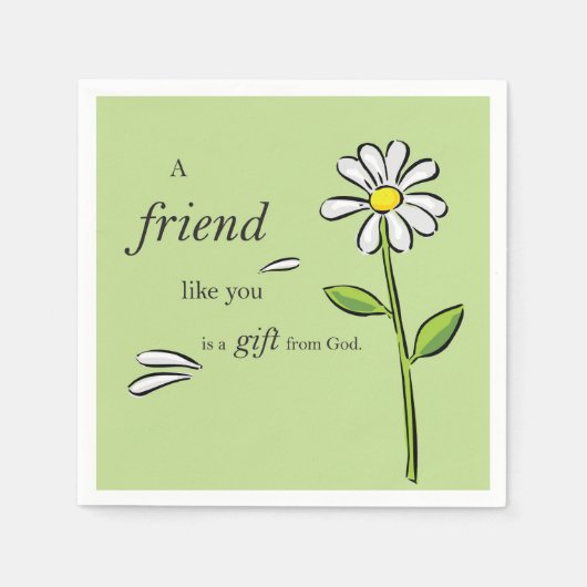 Friend Gift of God, Daisy on Green, Religious Servetten (Voorkant)