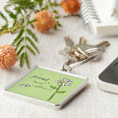 Friend Gift of God, Daisy on Green, Religious Sleutelhanger (Zijkant)