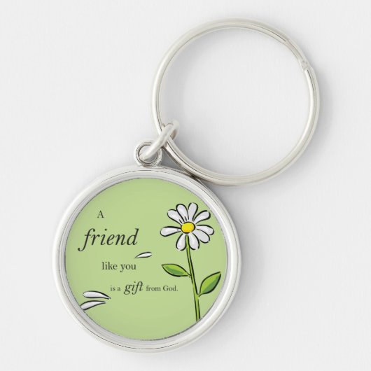 Friend Gift of God, Daisy on Green, Religious Sleutelhanger (Voorkant)