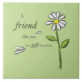 Friend Gift of God, Daisy on Green, Religious Tegeltje