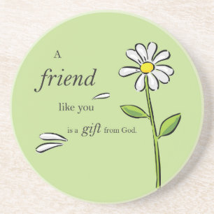 Friend Gift of God, Daisy on Green, Religious Zandsteen Onderzetter