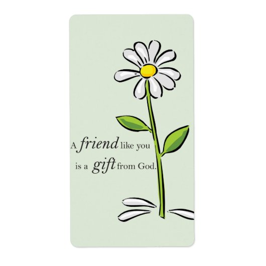 Friend Gift van God, Daisy over Groene, Religieuze Etiket (Voorkant)