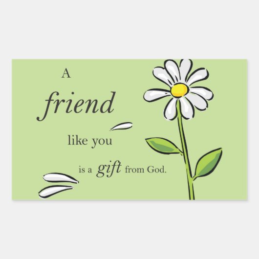 Friend Gift van God, Daisy over Groene, Religieuze Rechthoekige Sticker (Voorkant)