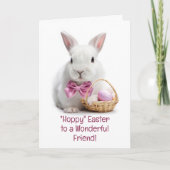 Friend Happy Easter Cute Bunny with Little Basket Kaart (Voorkant)