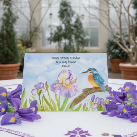 Friend Happy February Birthday Kingfisher Kaart