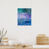 Friend houdt van Blue Paarse Silver Waterverf Poster (Keuken)