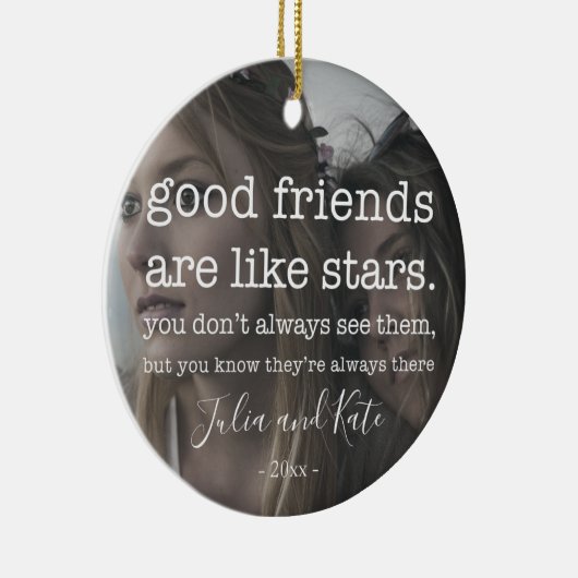 Friend kerstfoto keramisch ornament (Rechts)