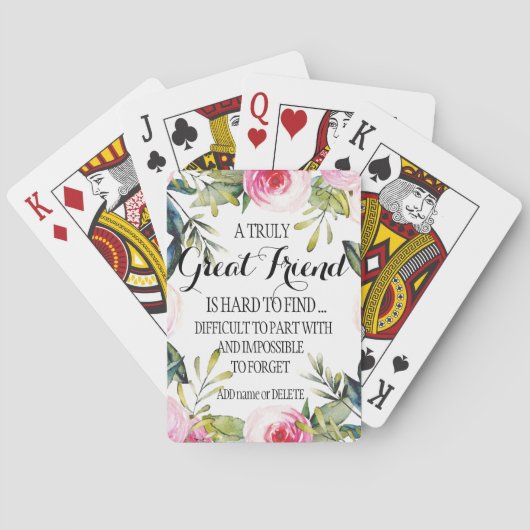 Friend Leaving Gift Script voor Friends Family Lov Pokerkaarten (Achterkant)