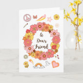 Friend Moederdag Floral Peace and Love Kaart (Gele Bloem)