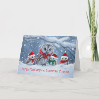 Friend or Friends Christmas Holiday Cute Owl Kaart