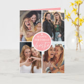 Friend Photo Collage Heart Script Happy Birthday Kaart (Gele Bloem)