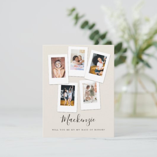 Friend Photos Will You Be My Maid of Honor Card Kaart (Staand voorkant)