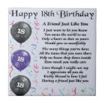 Friend Poem 18th Birthday Tegeltje<br><div class="desc">Een groot cadeau voor een speciale vriend op hun 18e verjaardag</div>