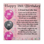 Friend Poem 18th Birthday Tegeltje<br><div class="desc">Een groot cadeau voor een speciale vriend op hun 18e verjaardag</div>