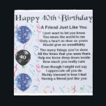 Friend Poem 40th Birthday Notitieblok<br><div class="desc">Een groot cadeau voor een vriend op hun 40ste verjaardag</div>