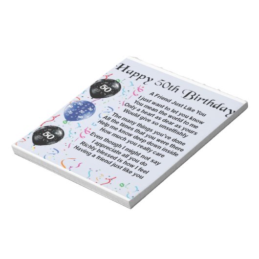 Friend Poem 50th Birthday Notitieblok (Linkerzijde)