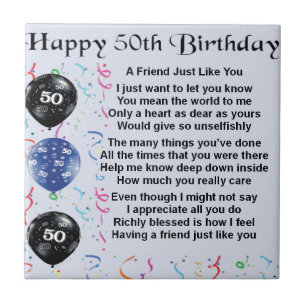 Friend Poem 50th Birthday Tegeltje
