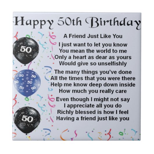 Friend Poem 50th Birthday Tegeltje (Voorkant)