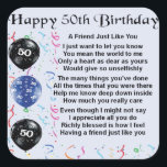 Friend Poem 50th Birthday Vierkante Sticker<br><div class="desc">Een geweldig cadeau voor een vriend op hun 50ste verjaardag</div>