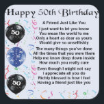 Friend Poem 50th Birthday Vierkante Sticker<br><div class="desc">Een geweldig cadeau voor een vriend op hun 50ste verjaardag</div>