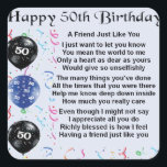 Friend Poem 50th Birthday Vierkante Sticker<br><div class="desc">Een geweldig cadeau voor een vriend op hun 50ste verjaardag</div>