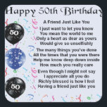 Friend Poem 50th Birthday Vierkante Sticker<br><div class="desc">Een geweldig cadeau voor een vriend op hun 50ste verjaardag</div>