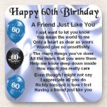 Friend Poem 60th Birthday Bier Onderzetter<br><div class="desc">Een geweldig cadeau voor een vriend op hun 60ste verjaardag</div>