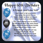 Friend Poem 60th Birthday Vierkante Sticker<br><div class="desc">Een geweldig cadeau voor een vriend op hun 60ste verjaardag</div>