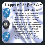 Friend Poem 60th Birthday Vierkante Sticker<br><div class="desc">Een geweldig cadeau voor een vriend op hun 60ste verjaardag</div>