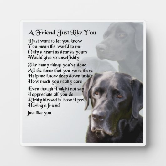 Friend Poem Plaque - Black Labrador Design Fotoplaat (Voorkant)