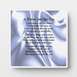 Friend Poem Plaque - Blauw zijderijontwerp Fotoplaat