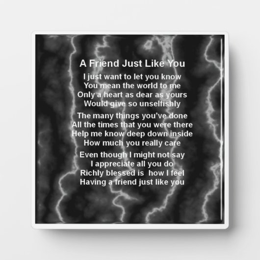 Friend Poem Plaque - Bliksem Marble Design Fotoplaat (Voorkant)