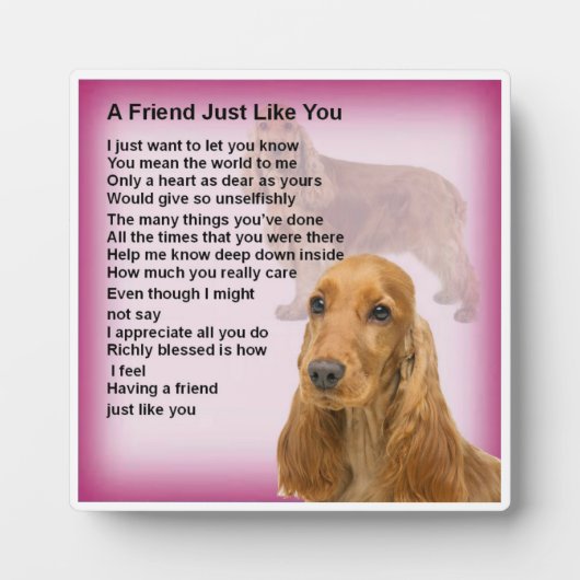 Friend Poem Plaque - Cocker Spaniel Design Fotoplaat (Voorkant)