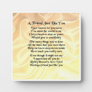 Friend Poem Plaque - Cream silk Design Fotoplaat