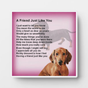 Friend Poem Plaque - Daschund Dog Design Fotoplaat