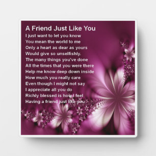Friend Poem Plaque - Flowers Design Fotoplaat