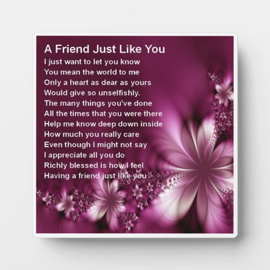 Friend Poem Plaque - Flowers Design Fotoplaat (Voorkant)